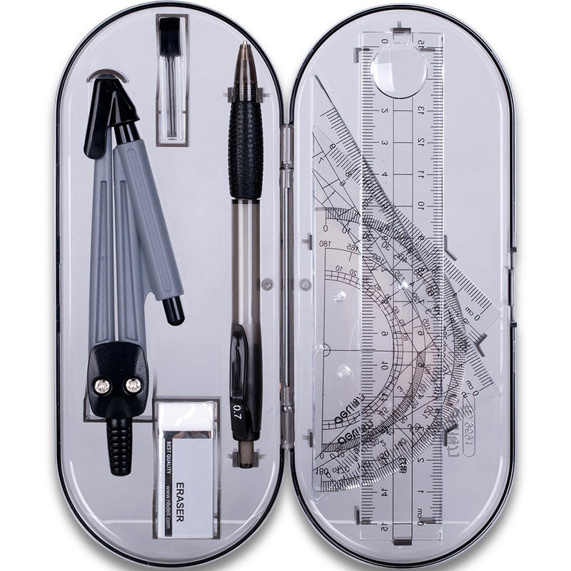 Math Geometry Kit Set,Student Supplies Drawing Compass Includes Rulers Protractor Compass Pencil Lead Refills Pencil Eraser for Student Kid Teacher Worker Model I - LeoForward Australia