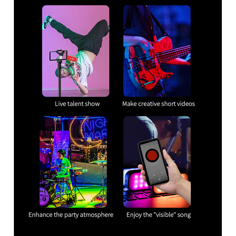  [AUSTRALIA] - Led Video Light Mini RGB Light Music Sound Control, 7 Colors Light Pocket Selfie Fill Light 360mah Rechargeable Battery for Phone Photos/Live Streaming/Zoom Calls/Video Shooting/Disco Party (1 Piece)