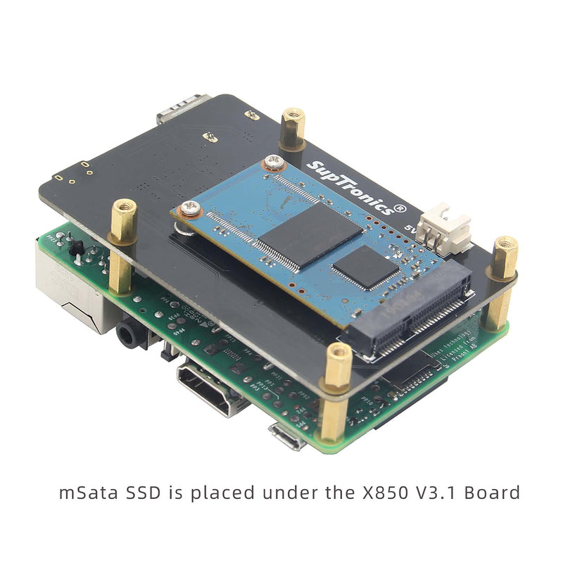 [AUSTRALIA] - Geekworm X850 V3.1 mSATA SSD Storage Expansion Board USB3.0 Mobile Hard Disk Module Compatible with Raspberry Pi 3 Model B+/Pi 3 Model B/ ROCK64