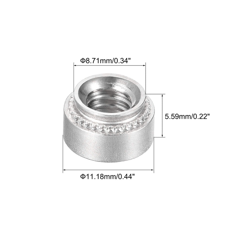  [AUSTRALIA] - uxcell Self -Clinching Nuts,1/4-20 x 0.22-Inch Stainless Steel Rivet Nut Round Head Steel Metal Sheet Mounting Hardware Fastener 100pcs 1/4-20x5.59mm