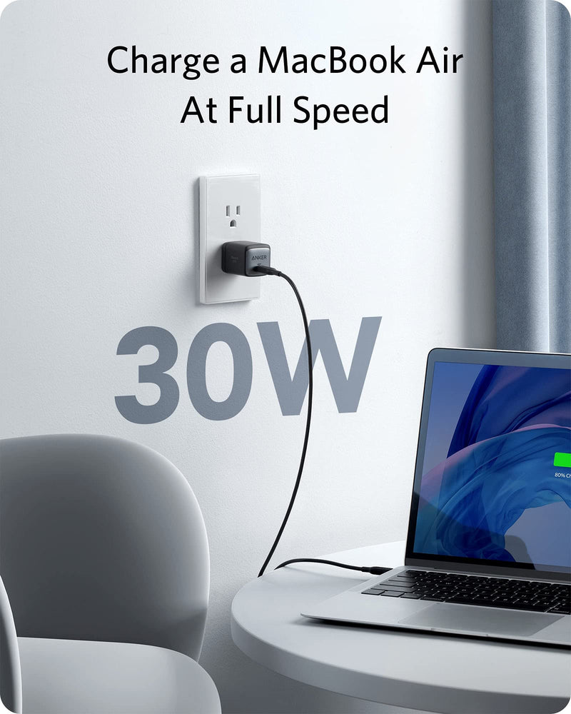  [AUSTRALIA] - USB C Charger, Anker Nano II 30W Fast Charger Adapter, GaN II Compact Charger (Not Foldable) for MacBook Air/iPhone 13/13 Mini/ 13 Pro/ 13 Pro Max/ 12, Galaxy S21, Note 20, iPad Pro, Pixel, and More