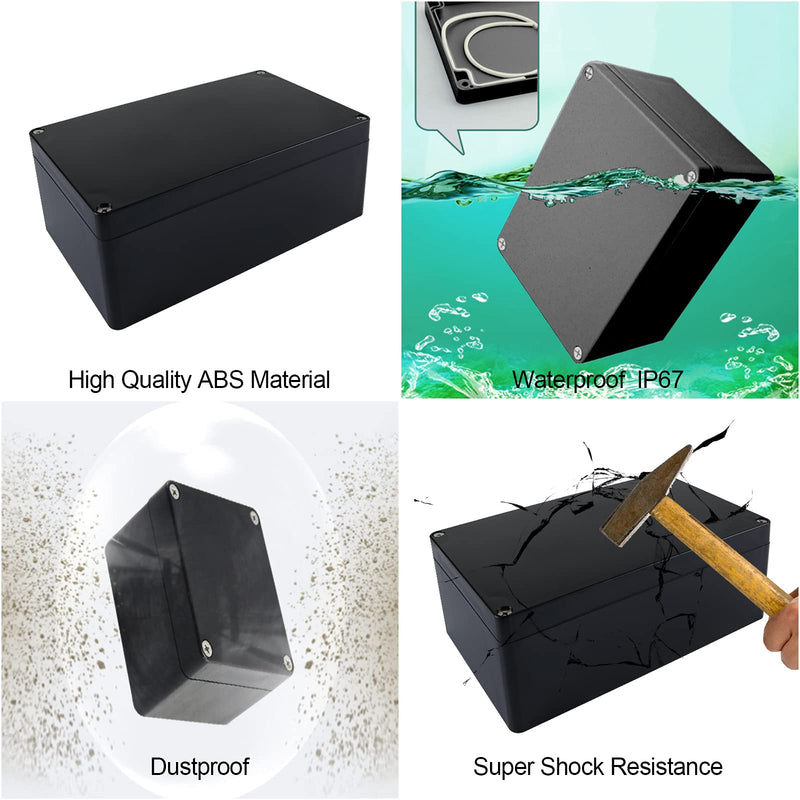  [AUSTRALIA] - Acrux7 7.9x4.7x3 Inch Project Box ABS Plastic Outdoor Junction Box IP67 Waterproof Dust-Proof Electrical Junction Box Enclosure Black(200x120x75mm)