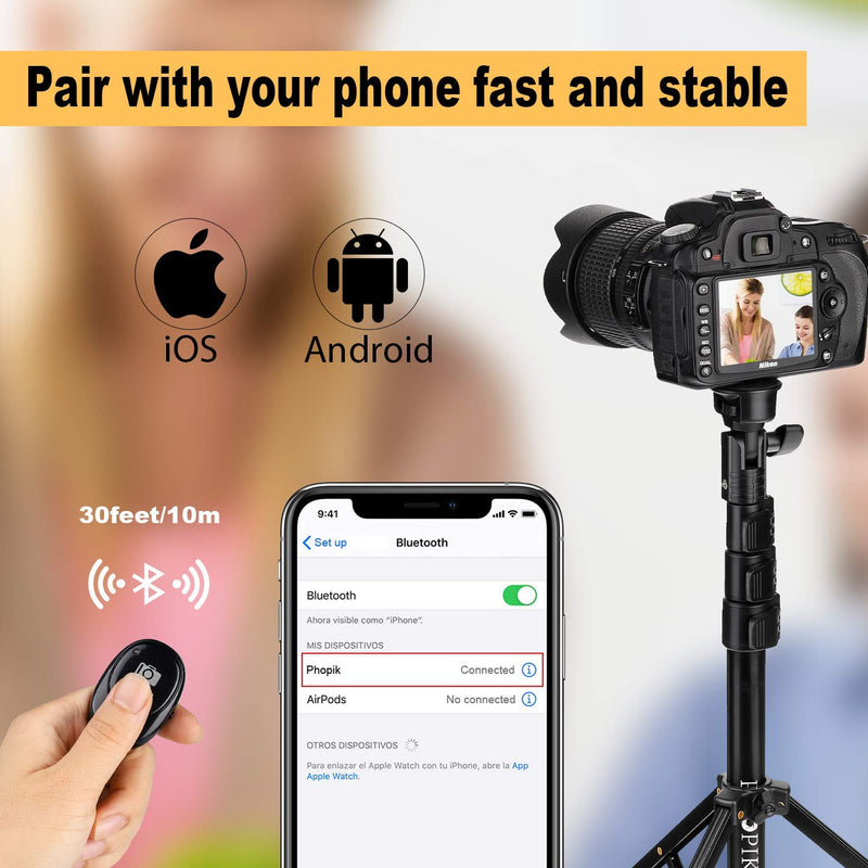  [AUSTRALIA] - PHOPIK Phone Tripod Stand : Selfie Stick Tripod,Phone Tripod Extendable Camera & Cell Phone Tripod Stand with Bluetooth Remote for iPhone & Android Phone, Heavy Duty Aluminum, Lightweight
