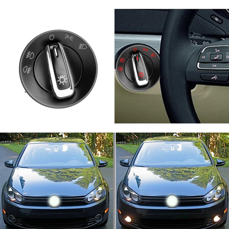 Chrome Euro Headlight Fog Parking Light Switch Control For VW Jetta MK6 4-Door Sedan 10 11 12 13 14 - LeoForward Australia