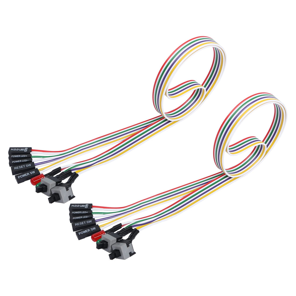  [AUSTRALIA] - YACSEJAO PC Reset Switch Cable, ATX Power on Off Reset Switch Cable, 65CM PC Power Reset Switch HDD LED Cable Light Wire Kit Assembly for Computer(2Pcs)