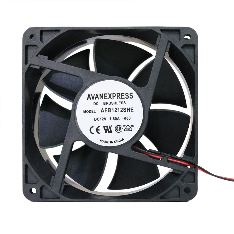  [AUSTRALIA] - Avanexpress 120x38mm Cooling Fan, Replacement for AFB1212SHE High CFM Cooling Fan, 120mm by 120mm by 38mm with 2Pin 2Wire Connector (12V DC)