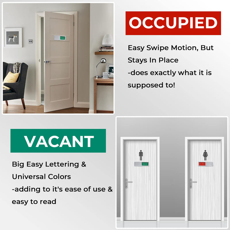  [AUSTRALIA] - Privacy Sign, Premium Vacant Occupied Sign for Home Office Restroom Conference Hotles Hospital, Slider Door Indicator Tells Whether Room Vacant or Occupied, 7'' x 2'' - Black
