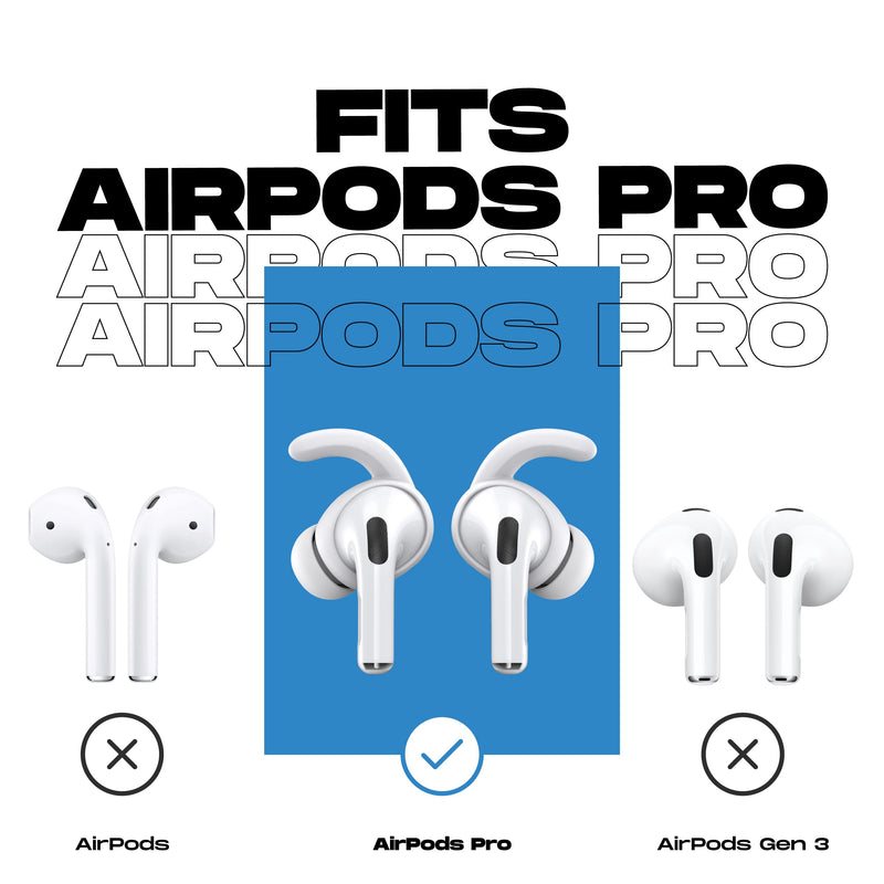  [AUSTRALIA] - Proof Labs 3 Pairs AirPods Pro Ear Hooks Covers [Added Storage Pouch] Accessories Compatible with Apple AirPods Pro (White) White