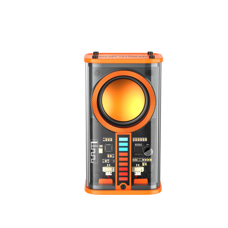  [AUSTRALIA] - Portable Bluetooth Speaker with Lights,Transparent Wireless Bluetooth Speaker,5.0 Portable Bluetooth Speaker with LED Light, Perfect Mini Speaker for Shower, Room, Bike, Car (Orange) Orange