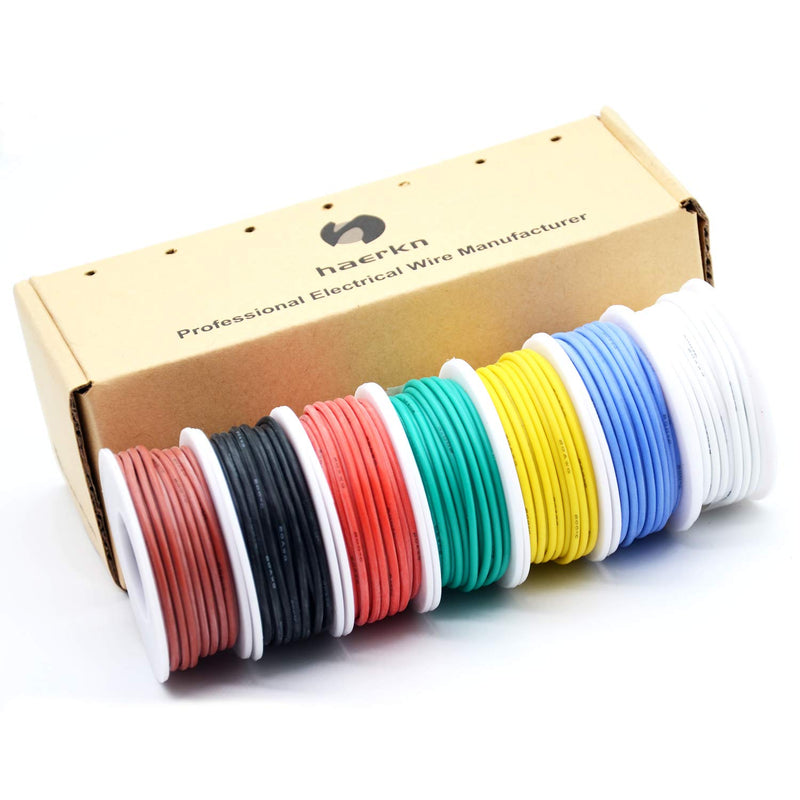  [AUSTRALIA] - 20awg Silicone Electrical Wire Cable 7 Colors (23ft Each) 20 Gauge Hookup Wires kit Stranded Tinned Copper Wire Flexible and Soft for DIY 20awg-Stranded