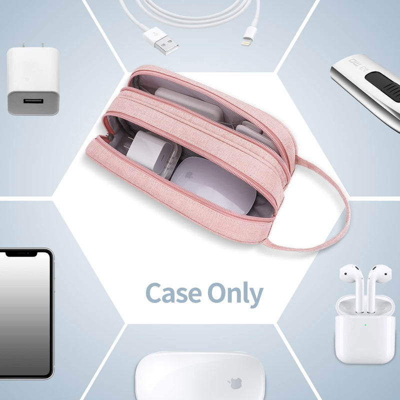 [AUSTRALIA] - HESTECH Cord Organizer Travel Bag Electronic Organizer Travel Case Tech Organizer Pouch for Charging Data Cable,Charger,Phone,Power Bank,Mouse,USB Flash Drive,Earphone Accessories for Women Men,Pink Medium Baby Pink