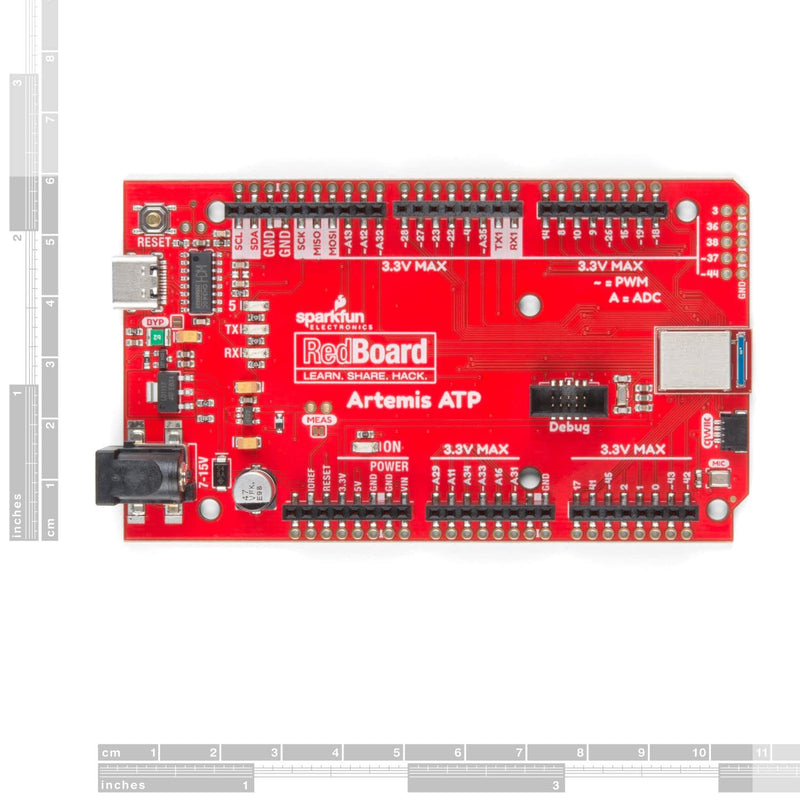  [AUSTRALIA] - SparkFun RedBoard Artemis ATP Machine Learning Development Board Includes BLE 1 megabyte Flash USB-C Qwiic I2C MEMS Microphone Compatible with Arduino IDE platform Run TenserFlow Models Mega Footprint