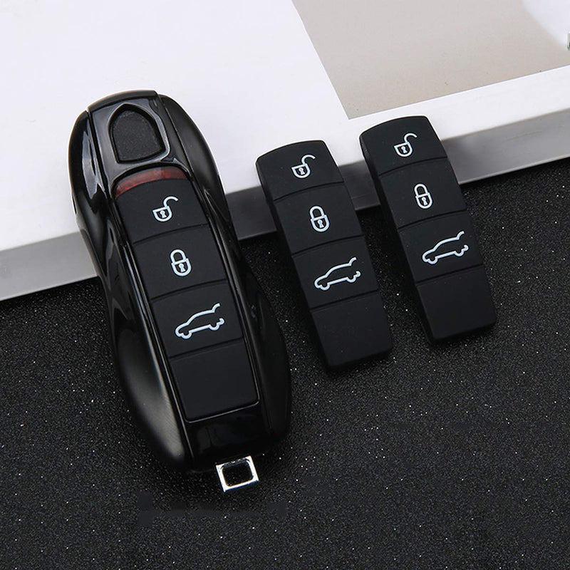  [AUSTRALIA] - Remote Key Button Cover Compatible with Porsche, Jaronx Key Fob Center Button Rubber Protectors Keyless Entry Button Skin Jacket (Compatible with:Porsche Cayenne/Manca) Fit Cayenne/Manca