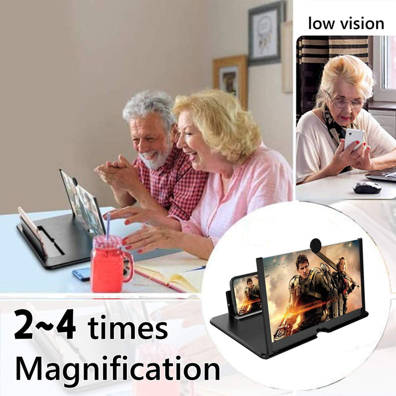  [AUSTRALIA] - Smartphone Screen Magnifier Stand 14 Inch 3D Foldable Amplifier for Cell Phone with Adjustable Angle A Black-14inch