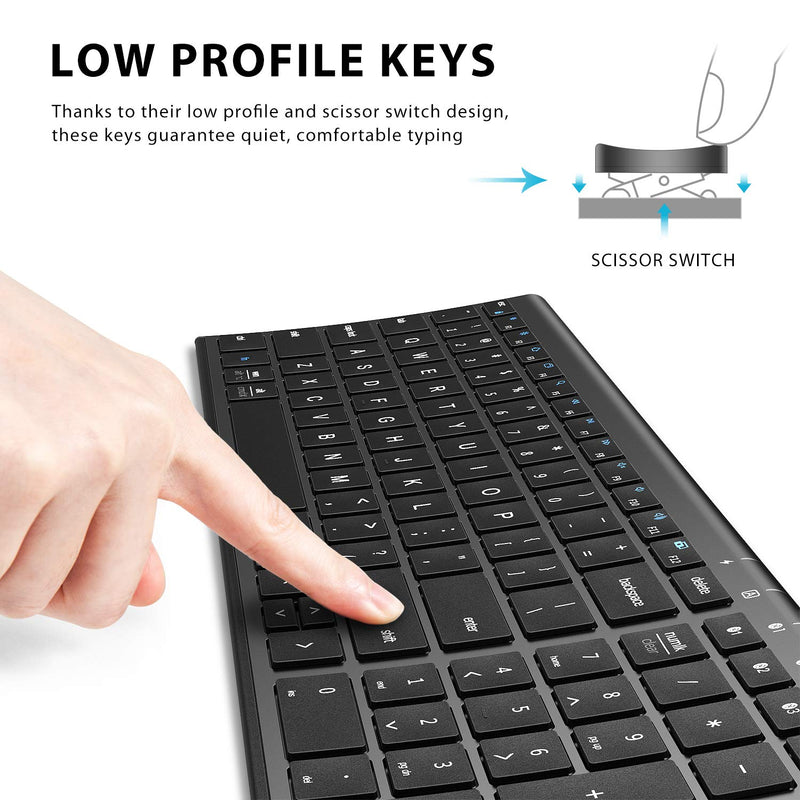  [AUSTRALIA] - [2021 Upgraded] iClever BK10 Bluetooth Keyboard, Universal Wireless Keyboard, Rechargeable Bluetooth 5.1 Multi Device Keyboard with Number Pad Full Size Stable Connection for Windows, iOS, Android