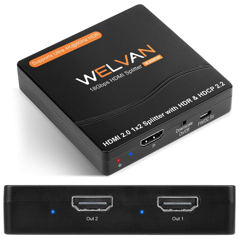  [AUSTRALIA] - 1x2 HDMI Splitter HDMI 2.0 Ver. 1 in 2 Out for Dual Monitors HDR 4K 60Hz 1080P Full HD 1 Input 2 Output HDMI TV Adapter HDMI Hub Switch Support 3D Full HD for Xbox360 PS4 Roku HDTV Apple TV