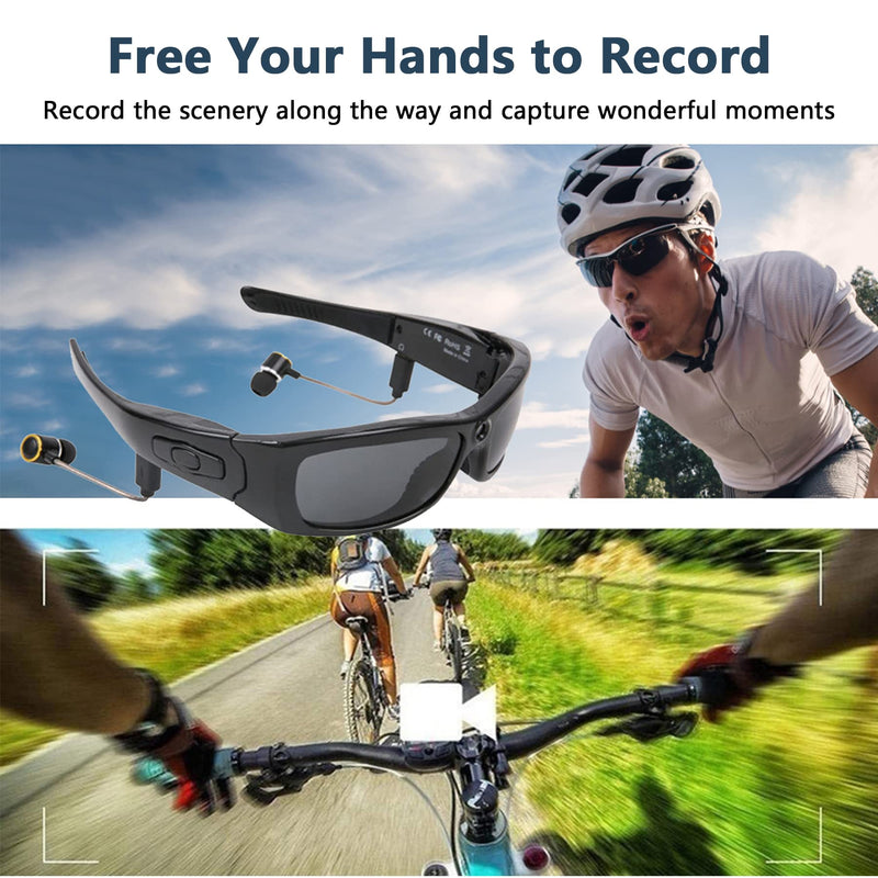  [AUSTRALIA] - Bluetooth Sunglasses Camera HD 1080P Video Sunglasses Sport Action Glasses Camera with UV Protection Polarized Lens, Great Gift for Family and Friends
