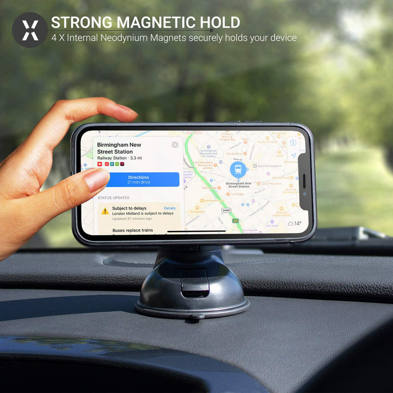  [AUSTRALIA] - Olixar Magnetic Car Phone Holder for Windscreen or Dashboard - (Magnetic Stickers for Phone Provided) - Sturdy & Easy to Use Car Mount - Universal