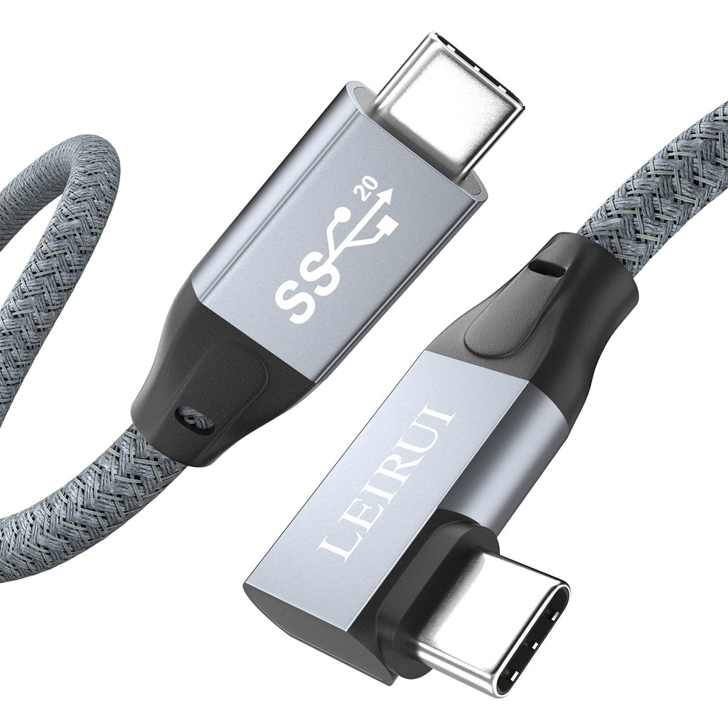  [AUSTRALIA] - LEIRUI 90 Degree USB C to USB C Cable, Right Angle 100W USB C 3.2 Cable 20Gbps Data Transfer, 4K Video Cable with E-Marker for Thunderbolt 3/4, MacBook Pro, iPad Pro, Galaxy S20, Switch 3.3 Feet 3.3 Feet, Grey