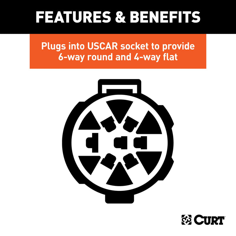  [AUSTRALIA] - CURT 55664 Dual-Output Vehicle-Side Trailer Wiring Harness Connectors for Select USCAR Vehicles, 6-Pin Trailer Wiring, 4-Pin Trailer Wiring