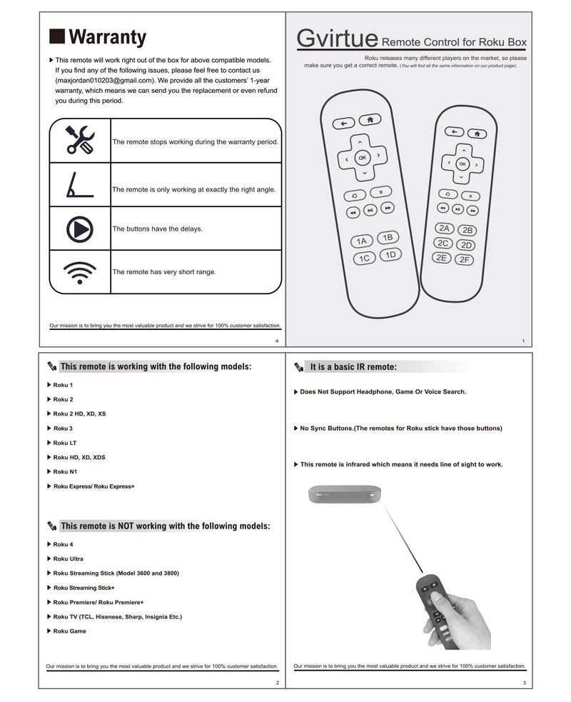 Gvirtue Replacement Remote Control for Roku Box Model: Roku 1, Roku 2(HD, XD, XS), Roku 3, Roku LT, HD, XD, XDS, Roku N1, Roku Express, Roku Express+ - LeoForward Australia