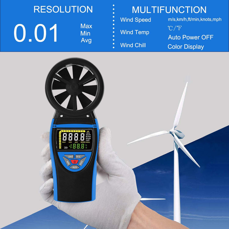 BTMETER BT-8805 Handheld Digital Anemometer Wind Speed Meter Gauge for Wind Temperature Air Flow Velocity Tester Wind Chill for HVAC Shooting Boats Drone - LeoForward Australia