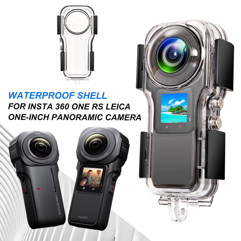  [AUSTRALIA] - Waterproof Case for Insta360 One RS 1-Inch 360 Edition,Underwater Diving Protective Housing 40M with Invisible base-12 pcs Anti Fog Slice Accessories Waterproof shell for insta RS 1inch