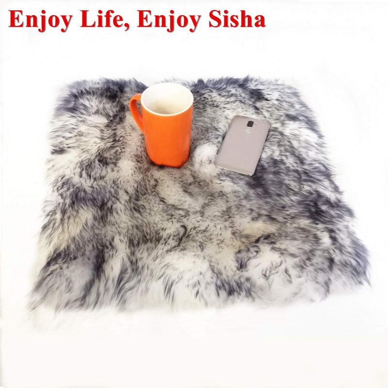  [AUSTRALIA] - Sisha Sheepskin Car Seat Cover Cushion Luxury Long Wool Winter Warm Seat Cushion for Auto Car and Office Chair (Grey Tips) Long Wool Front Seat 1 Pad (18inch*18inch) Grey tips