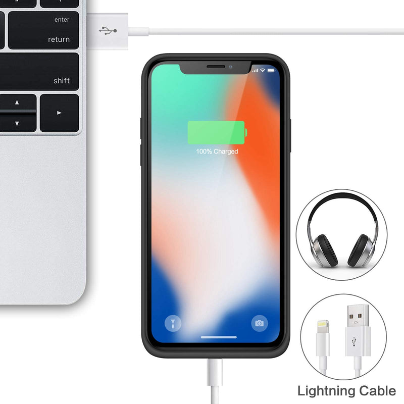  [AUSTRALIA] - QTshine Battery Case for iPhone X/XS/10, Newest [6500mAh] Protective Portable Charging Case Rechargeable Extended Battery Pack for Apple iPhone X/XS/10(5.8') Backup Power Bank Cover - Black