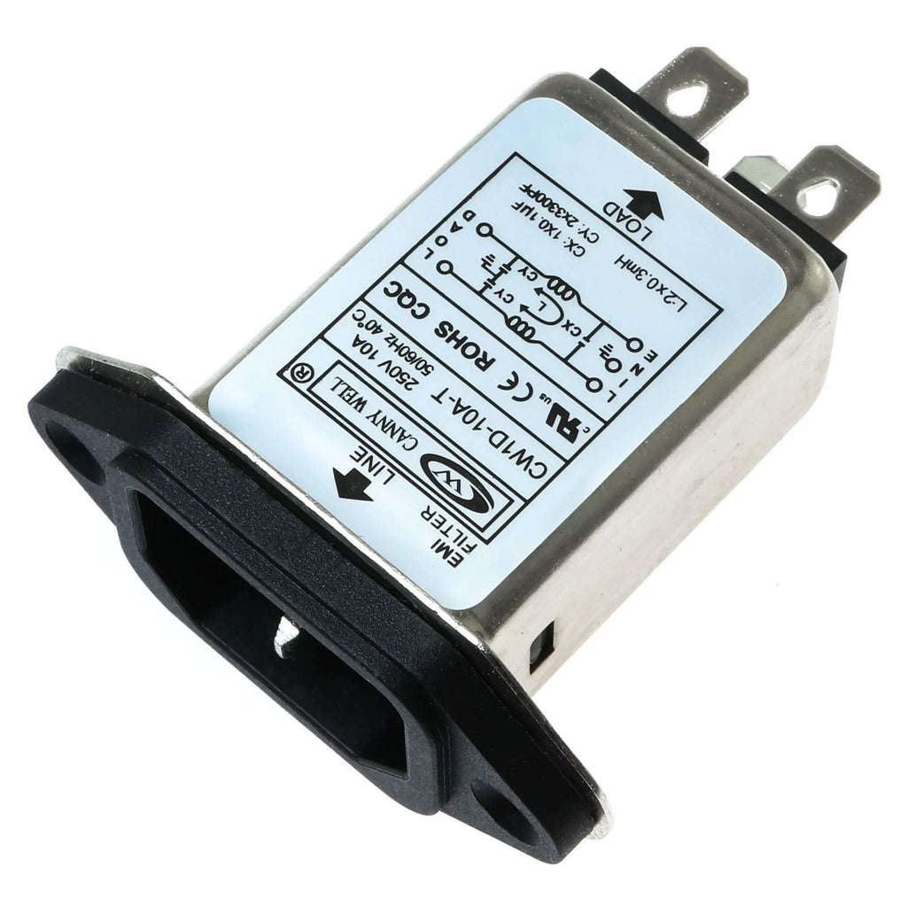  [AUSTRALIA] - E-Outstanding AC 250V 10A IEC 320 C14 Male Plug 3 Pins Black PCB Panel Power Socket Connector EMI Filter
