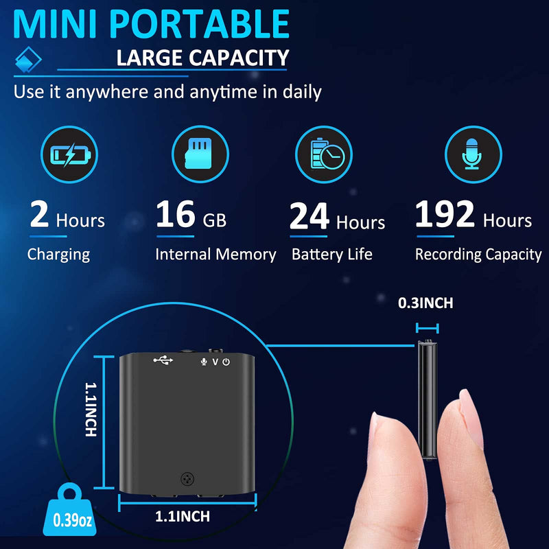  [AUSTRALIA] - Hfuear Mini Voice Recorder, Ultra Small 16GB Magnetic Voice Activated Recorder with 192 Hours Recording Capacity, Digital Voice Recorder Recording Device for Lecture Interview Meeting