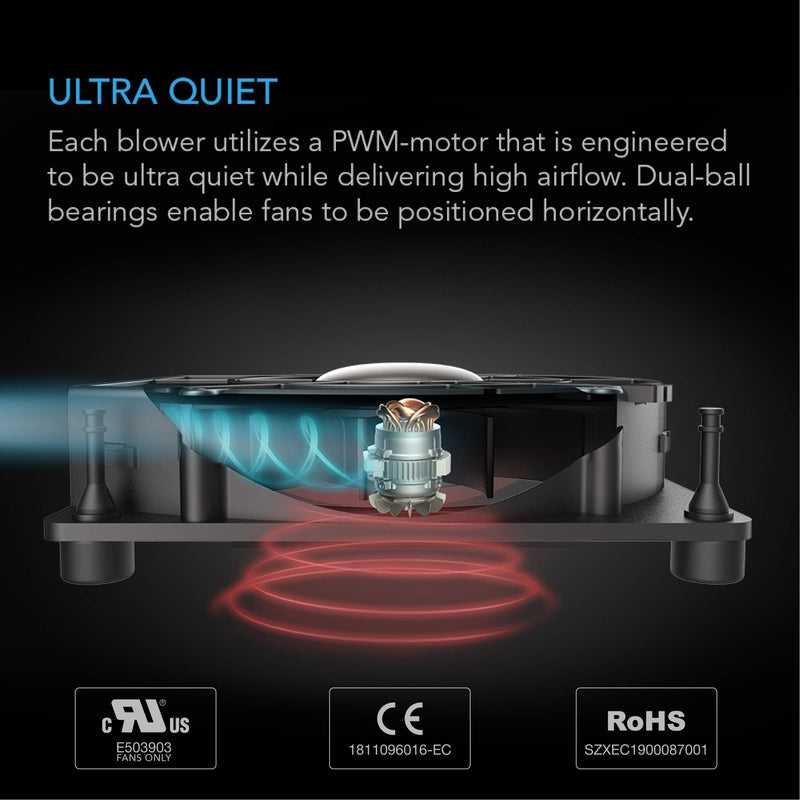  [AUSTRALIA] - AC Infinity MULTIFAN S2, Quiet 120mm USB Blower Fan with Speed Control, UL-Certified for Receiver DVR Xbox Modem AV Cabinet Cooling