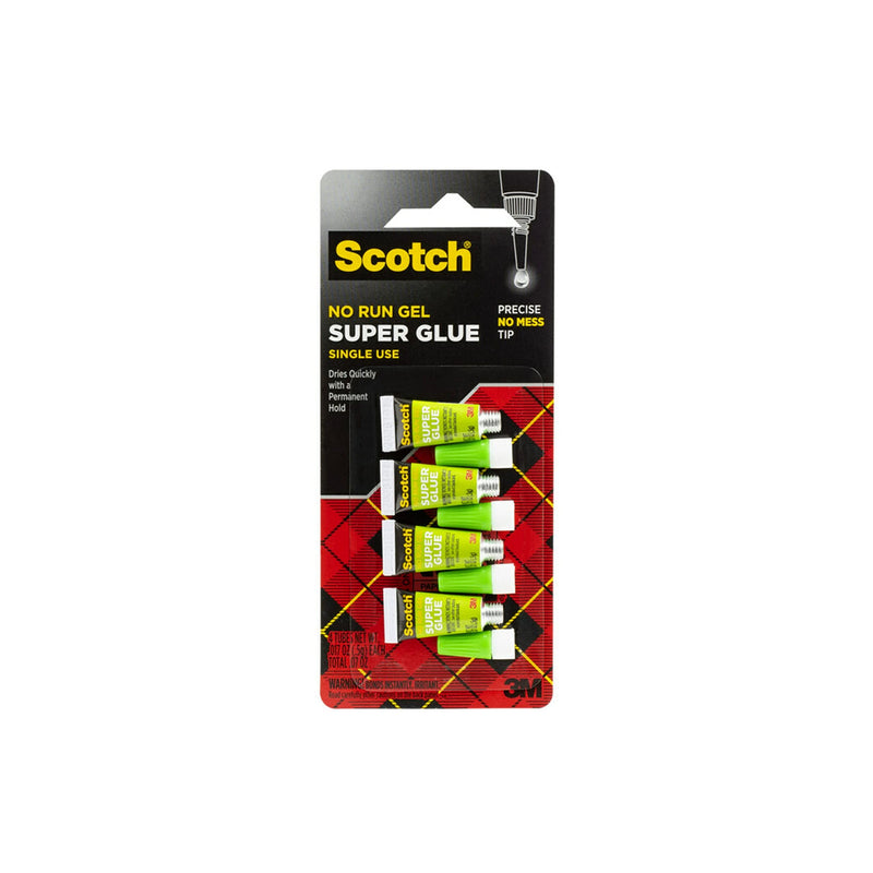  [AUSTRALIA] - Scotch Super Glue Gel, 4-Pack of Single-Use Tubes, .017 oz each, Fast Drying, No Run Gel Formula (AD119)