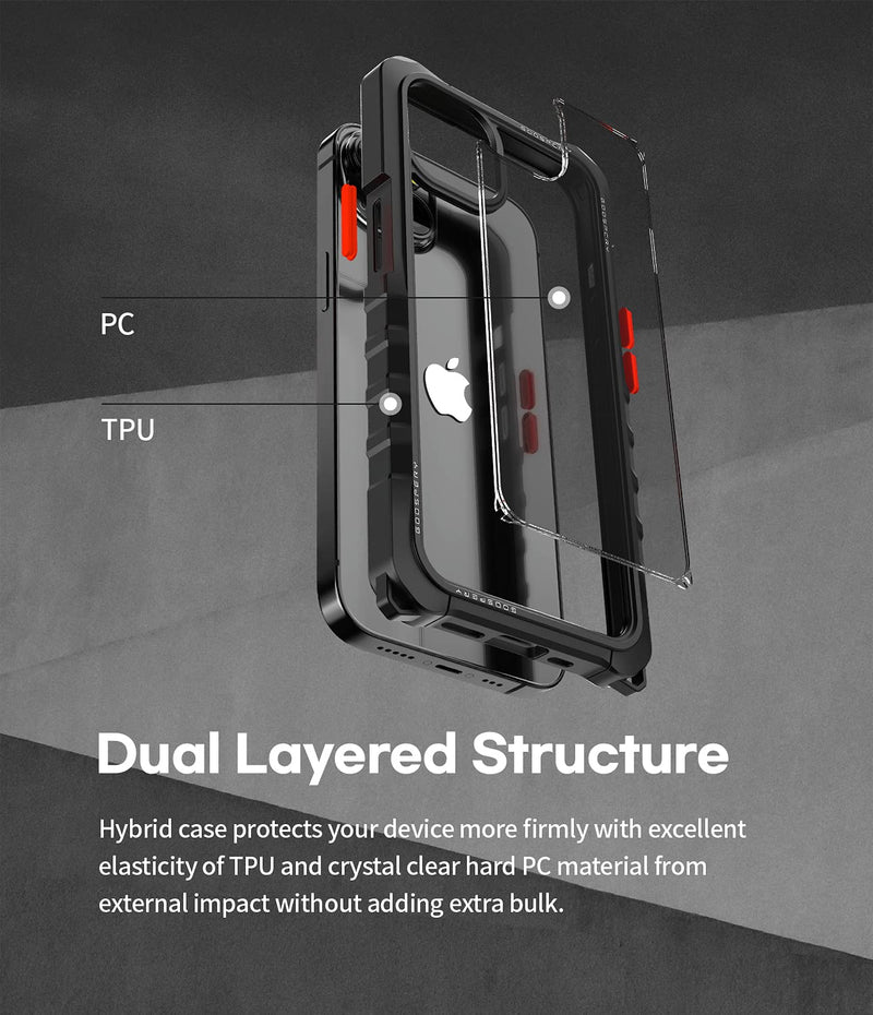  [AUSTRALIA] - Goospery Z Bumper Compatible with iPhone 13 Mini Case [Strap Included] Shock Absorbing Dual Layer Structure TPU Edge Crystal Clear PC Back Cover with Shoulder Strap (Black) IP13M-ZBM-BLK-STR