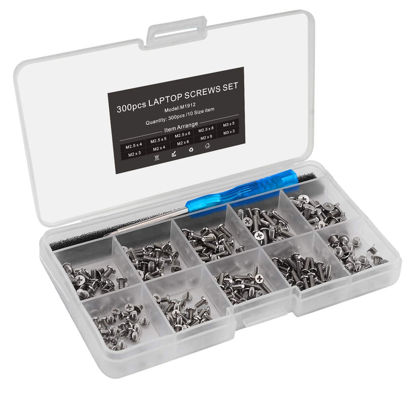  [AUSTRALIA] - Mcsher 300pcs Laptop Notebook Screws Kit Set for HP Dell Lenovo Samsung Sony Toshiba Gateway - Silver