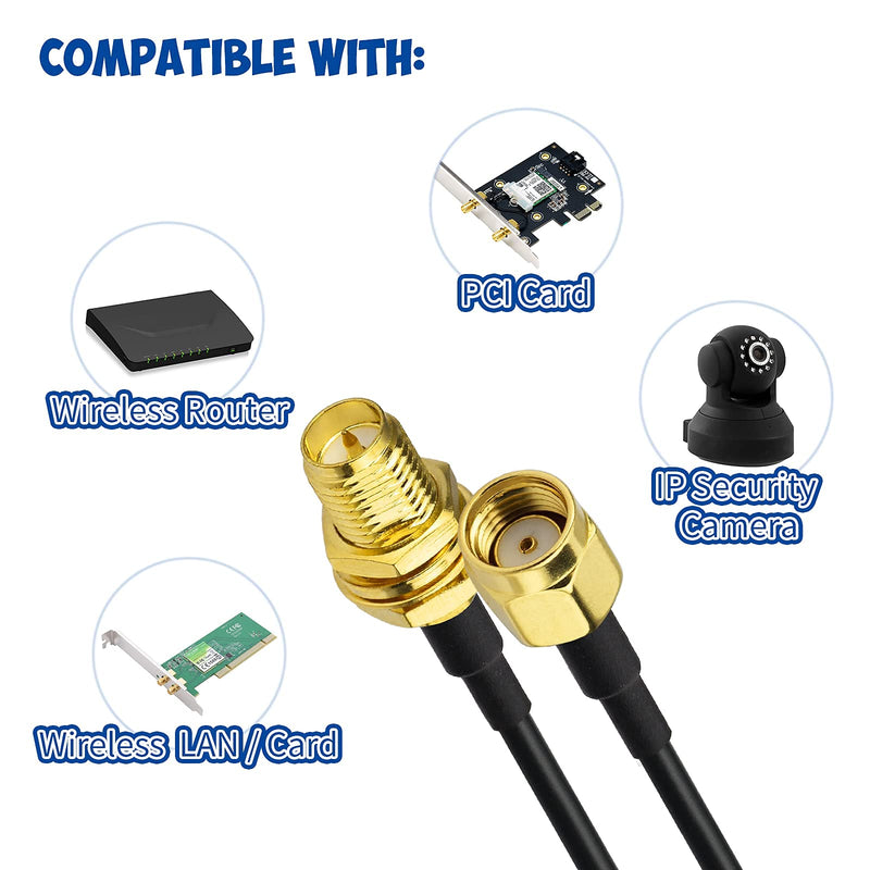  [AUSTRALIA] - Bingfu RP-SMA Male to RP-SMA Female Cable 3m RG174 WiFi Antenna Extension Coaxial Cable Pack of 2 for Wireless Mini PCI Express PCIE Network Card USB WiFi Adapter WiFi Router Booster IP Camera 3M (2 pieces)