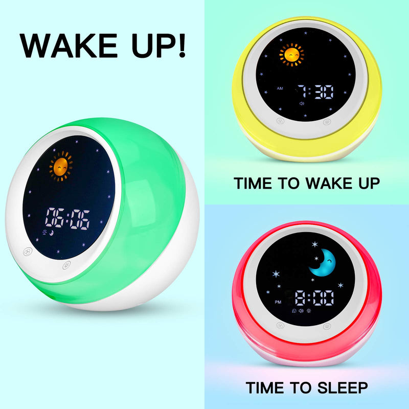  [AUSTRALIA] - Time to Wake Alarm Clock for Kids, Children's Sleep Trainer, Kids Wake Up Light, Sleep Sound Machine White