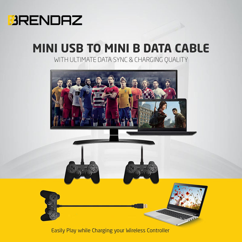  [AUSTRALIA] - BRENDAZ - Mini USB to Mini B Data Cable – Mini B Cable with Ultimate Data Sync & Charging Quality Compatible with PS3, Dash Cam, Digital Cameras, PDA, Scanners, etc. (3-Feet) 3-Feet