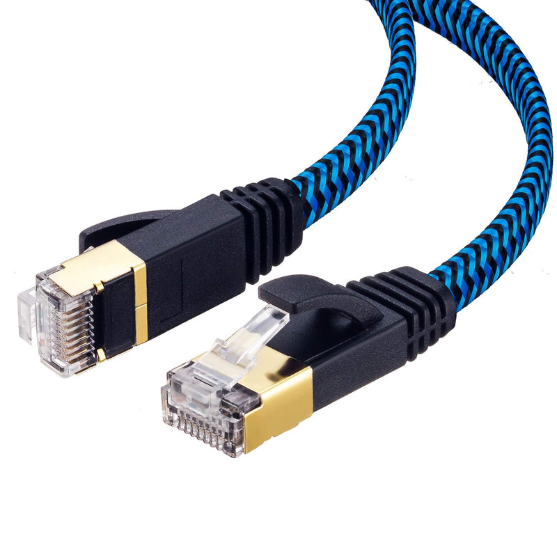  [AUSTRALIA] - Cat 7 Ethernet Cable 65 ft Hftywy Ethernet Cable Nylon Braided Cat 7 Flat Internet Network Computer Patch Cord RJ45 Network Cable Cat7 LAN Cable for PC Laptop Modem Router 65ft