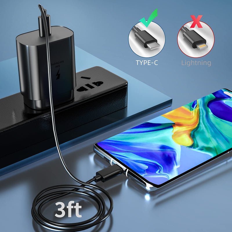  [AUSTRALIA] - USB C Charger Fast Charging Super Type C Cable Android 25w Watt Pd Box Cell Phone Wall Block Adapter Cord Power Compatible with Samsung LG Galaxy Note S9 S8 S20 A71 S10 S21 Ultra Plus