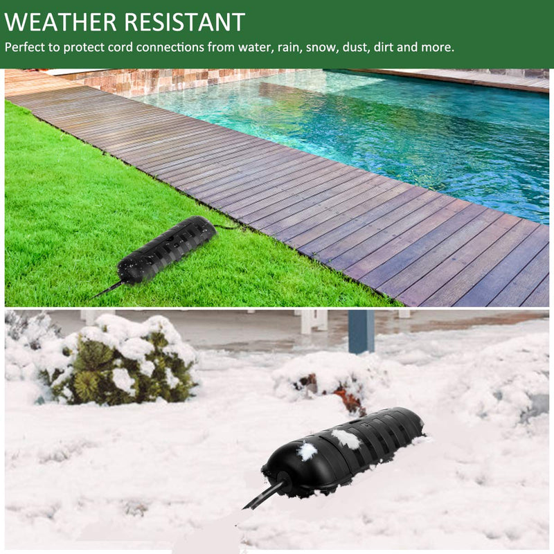  [AUSTRALIA] - Outdoor Extension Cord Safety Cover with Waterproof Protector Seal, Weatherproof Electrical Connection Box for Outdoor Outlets, Plugs, Sockets, Holiday Decorations, Power Tools, Fountains, Black