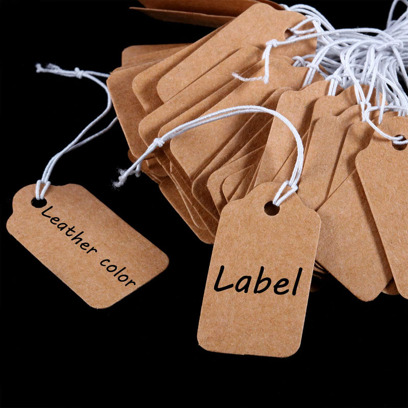  [AUSTRALIA] - 300 Pieces Marking Tags Kraft Price Tags Writable Blank Price Labels Display Tags with Elastic Hanging String(1.38 x 0.71 Inch)