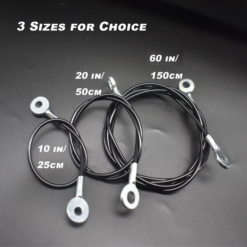  [AUSTRALIA] - Bytiyar 5 pcs 60 inch (150cm) 3mm Thickness Galvanized Steel Wire Cable Eyelets Ended Short Rope Lanyard Safety Tether Chain Lock with Vinyl Coated Cover Black 60in/150cm Black_5pcs