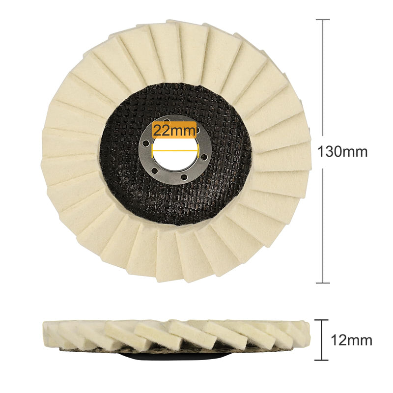  [AUSTRALIA] - Shineboc Pack of 5 125 mm x 22.2 mm felt polishing flap disc gloss polishing disc felt gloss polishing disc for angle grinders, for grinding and polishing paint, wood, plastic