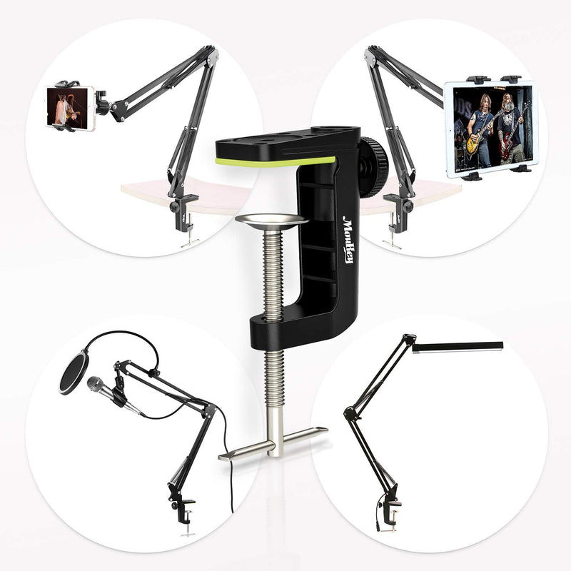  [AUSTRALIA] - Moukey 1 PCS C Shape Desk Table Mount Clamp For Microphone Mic Suspension Boom Scissor Arm Stand Holder with Adjustable Screw, Fits up to 1.97"/5cm Desktop Thickness