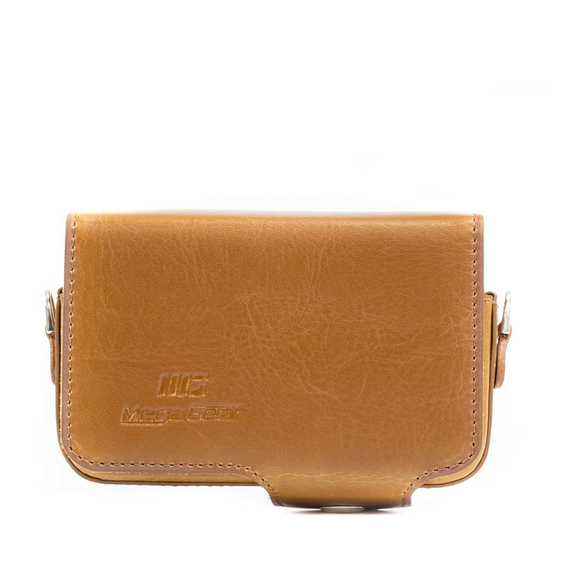  [AUSTRALIA] - MegaGear Leather Camera Case with Strap Compatible with Sony Cyber-Shot DSC-RX100 VII, DSC-RX100 VI, DSC-RX100 V, DSC-RX100 IV with 24-70mm Lens, DSC-RX100 III, DSC-RX100 II Light Brown