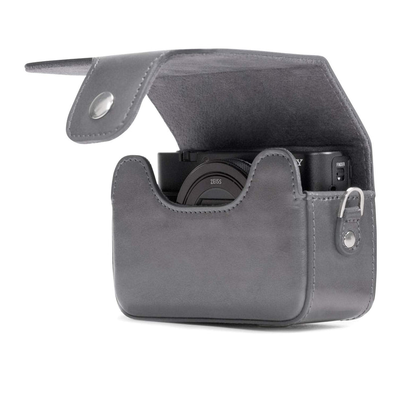  [AUSTRALIA] - MegaGear Leather Camera Case with Strap Compatible with Sony Cyber-Shot DSC-RX100 VII, DSC-RX100 VI, DSC-RX100 V, DSC-RX100 IV, DSC-RX100 III, DSC-RX100 II Gray