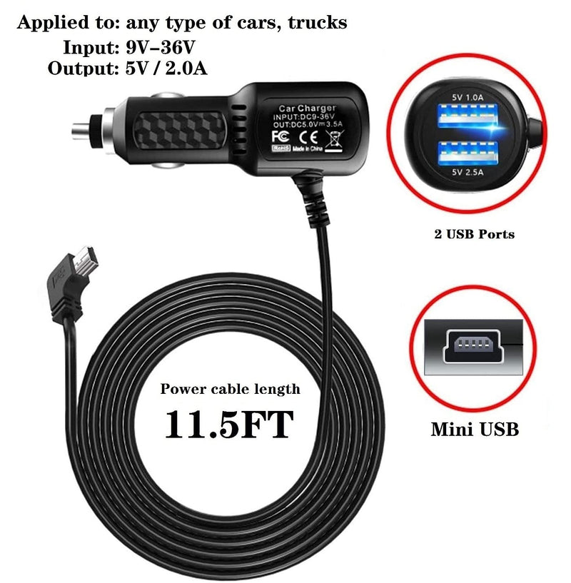  [AUSTRALIA] - ATYFUER - Car Mini USB Charger Cable, for Dash Cam,GPS Navigator,MP3 Player,Digital Camera Recharge, for 12V-24V Cars and Trucks car Power Adapter Cable(11.5FT)