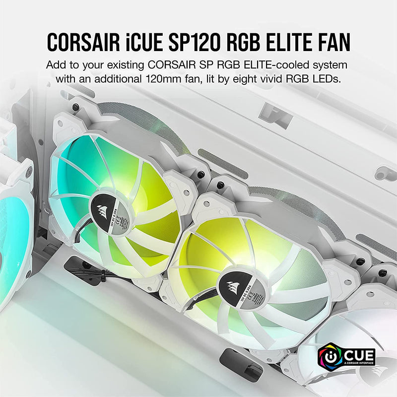  [AUSTRALIA] - CORSAIR iCUE SP120 RGB Elite Performance 120mm White PWM Single Fan