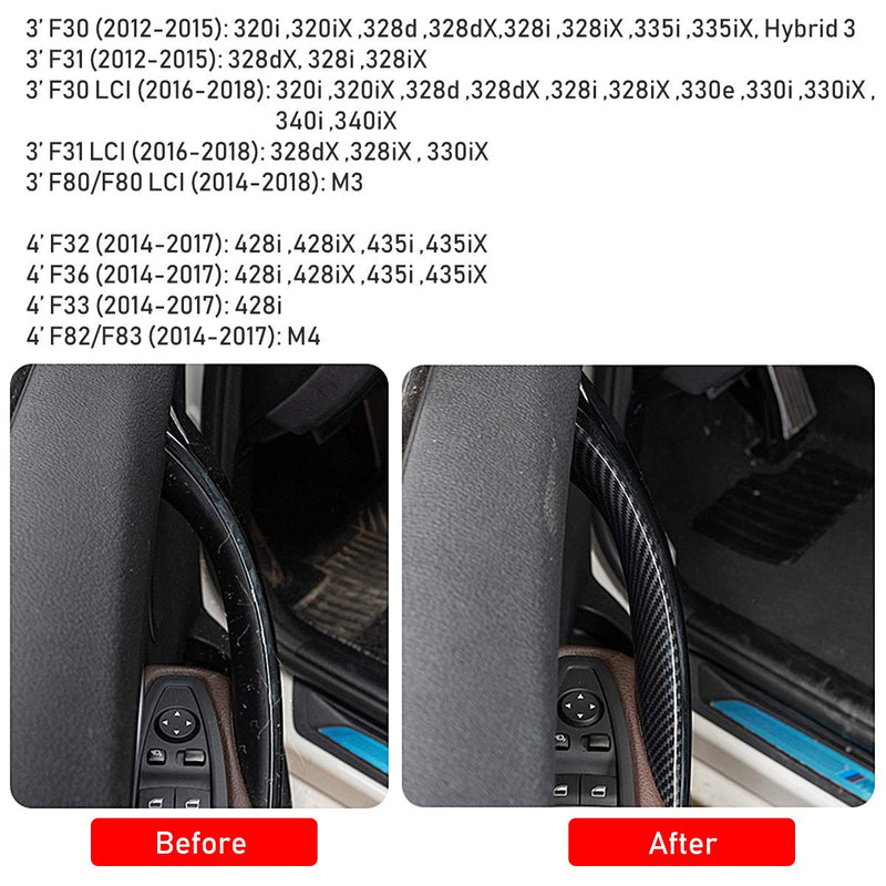 Jaronx 2PCS Door Handle Covers for BMW 3 Series 4 Series Driver Side & Passenger Side Door Pull Handle Covers (for:BMW 320i,328i,330i,335i F30/F31 and BMW 428i, 435i F32/F36)(Carbon Fiber） Left Front+Right Front Carbon Fiber - LeoForward Australia